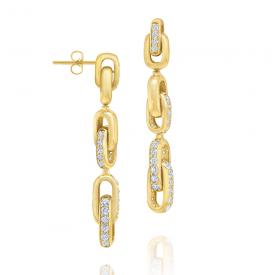 14k Gold and Diamond Link Earrings