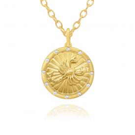 14k Gold and Diamond SCORPIO Zodiac Medallion Necklace