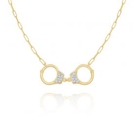 14k Gold and Diamond Handcuffs Necklace, 18
