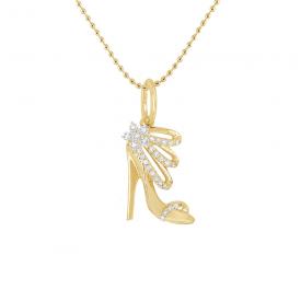 14k Gold and Diamond Shoe Necklace