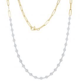 14k Modern Gold and Diamond Link Necklace