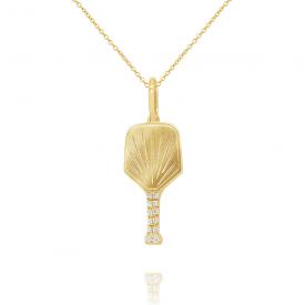 14k Gold and Diamond Pickleball Necklace