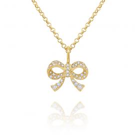 14k Gold and Diamond Bow Necklace