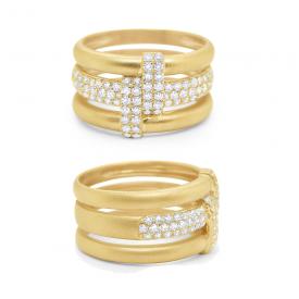 14k Gold and Diamond Modern Bold Ring