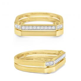14k Gold and Diamond Double Bar Ring