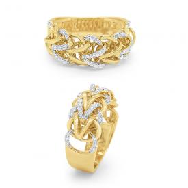 14k Gold and Diamond Links Ring