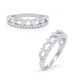 14k Gold and Diamond Princess Crown Ring